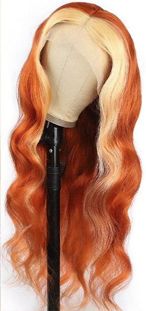 Blond Front/Orange Back Highlight Transparent Frontal Wig Body Wave