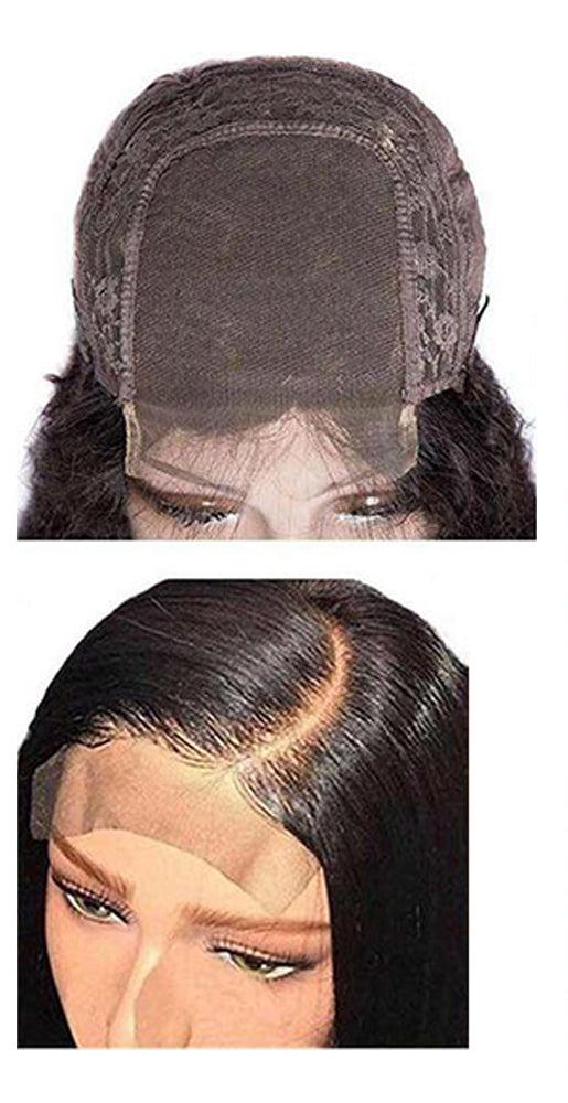 180% Density Straight 4x4 Transparent Closure Lace Wig Naturlal Black