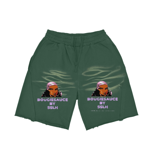 BougieSauce(Dark Green&Black&Coffee）Heavyweight  Vintage Washed  Tiger Stripes Short Pants