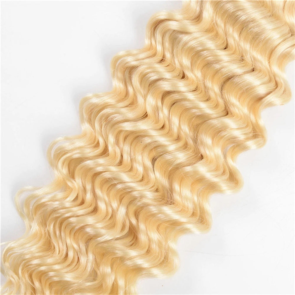 #613 Deep Wave Frontal Human Hair Blonde Frontal