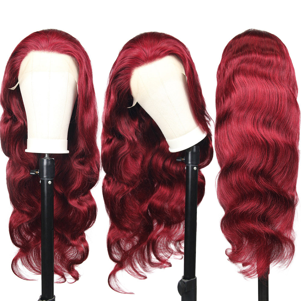 Lovely Red Transparent Frontal  Wig Body Wave