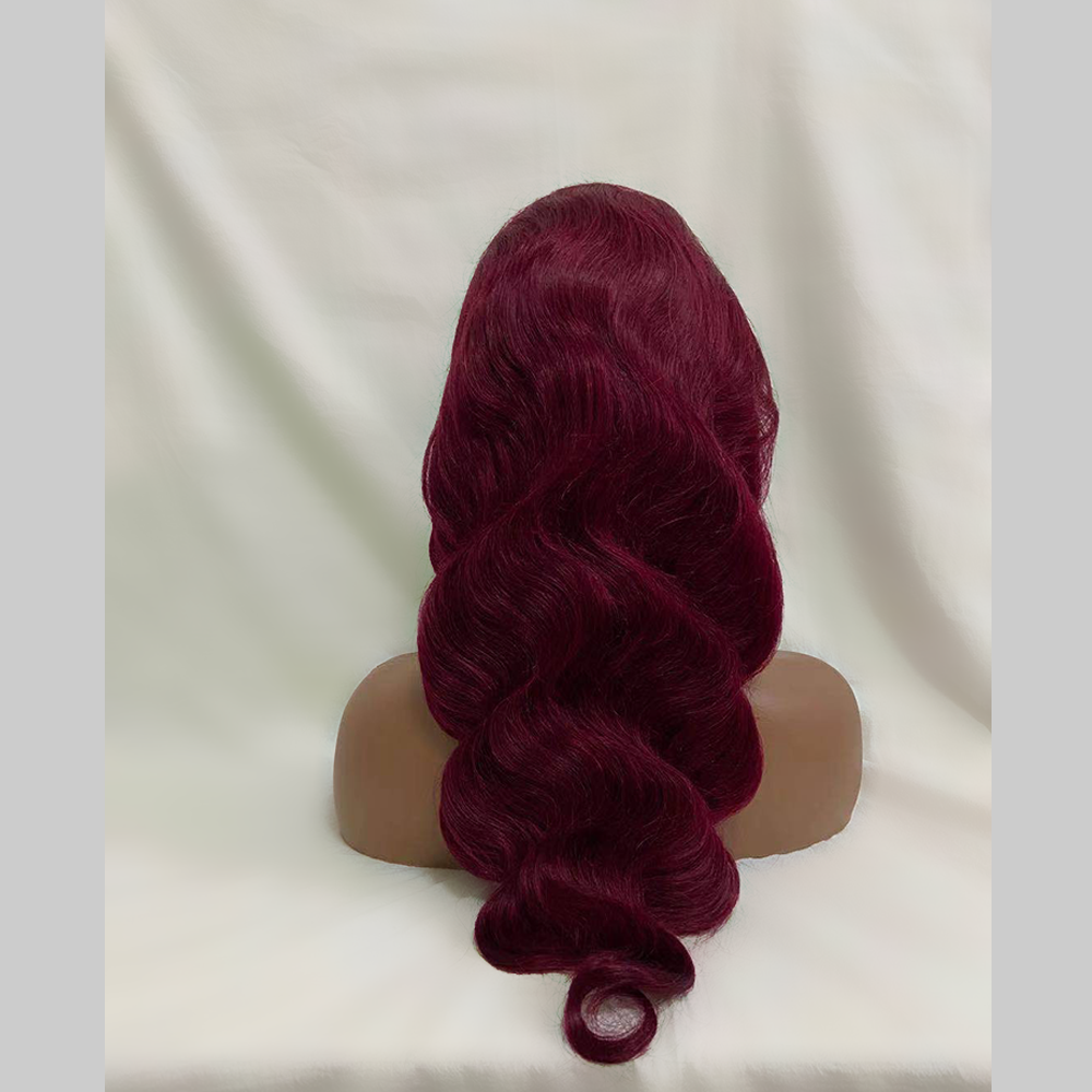 Lovely Red Transparent Frontal  Wig Body Wave