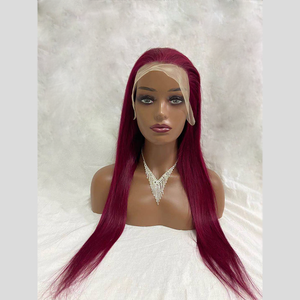 Lovely Red Transparent Frontal  Wig Straight