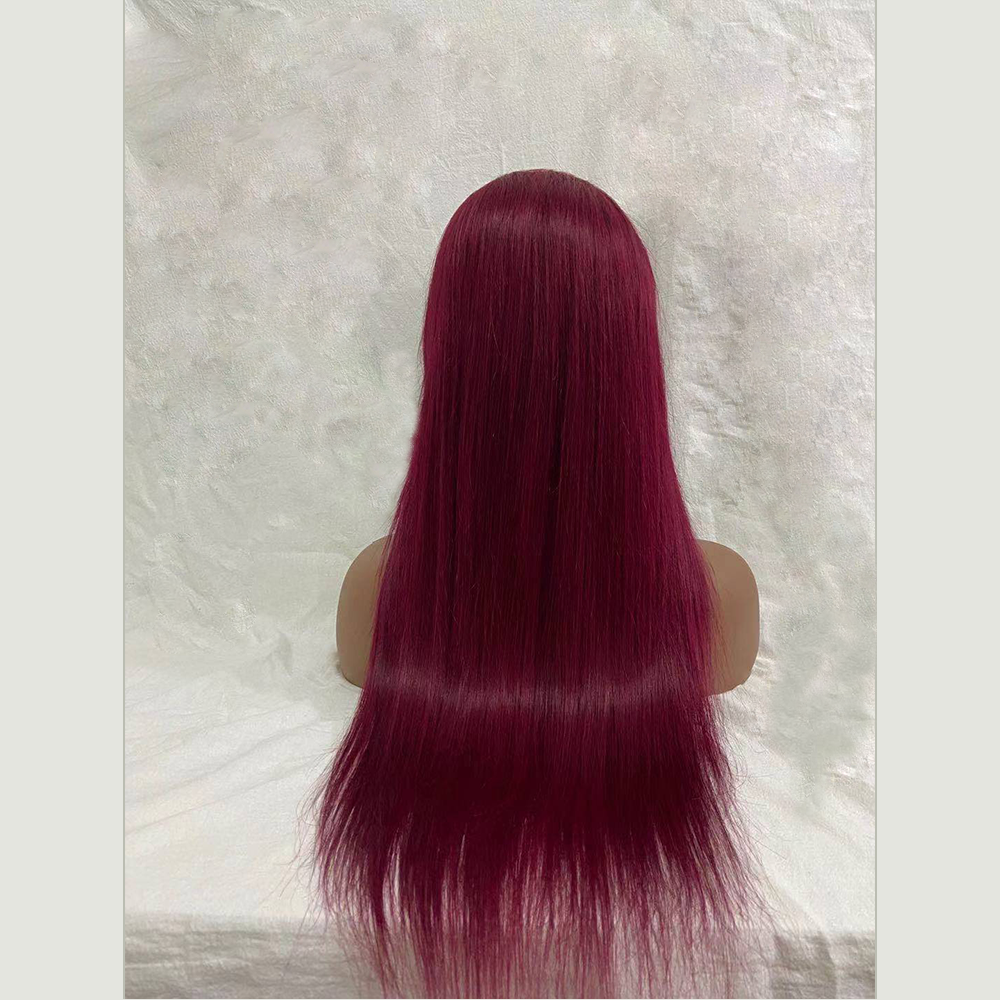Lovely Red Transparent Frontal  Wig Straight