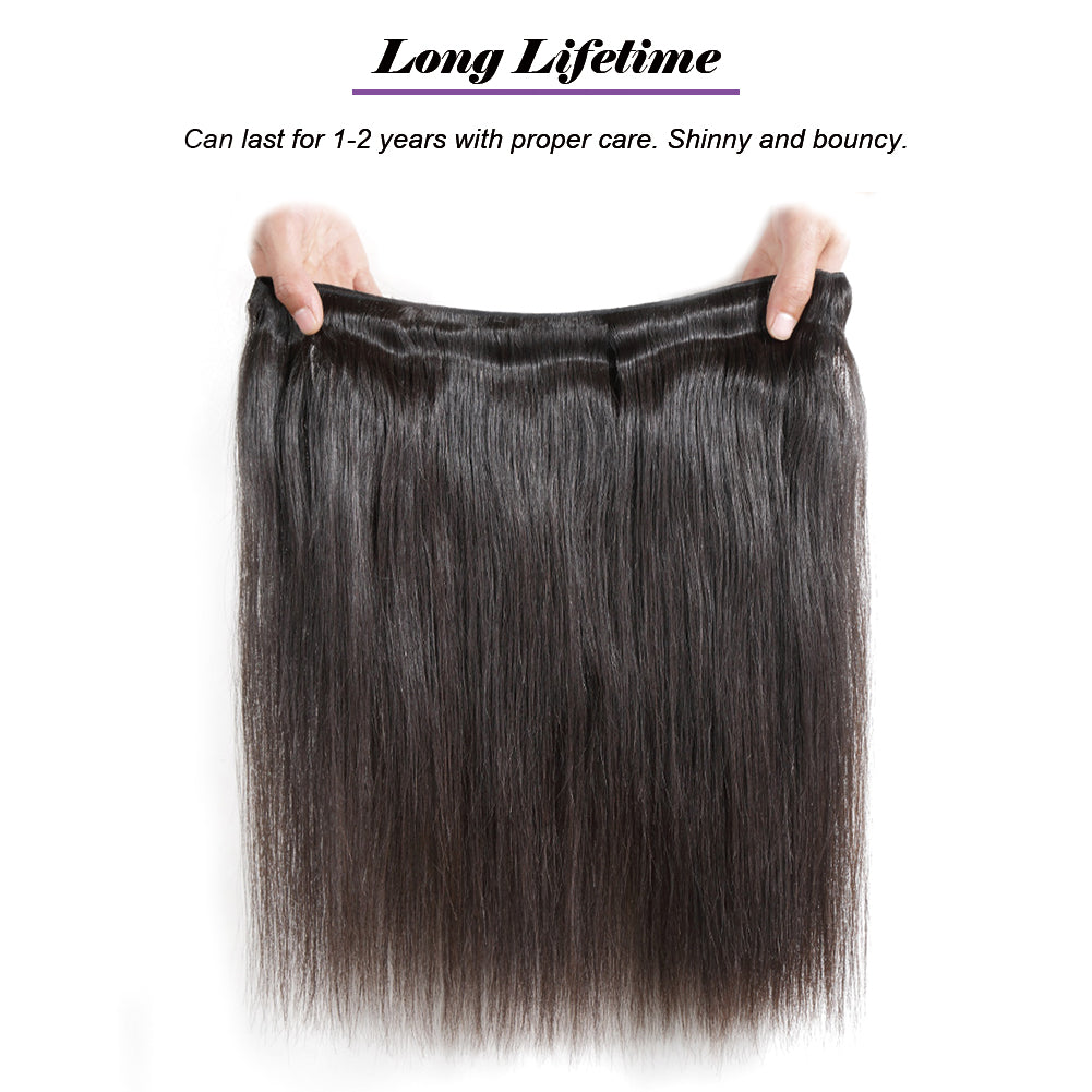 Straight Virgin Human Hair Natural Black Bundles