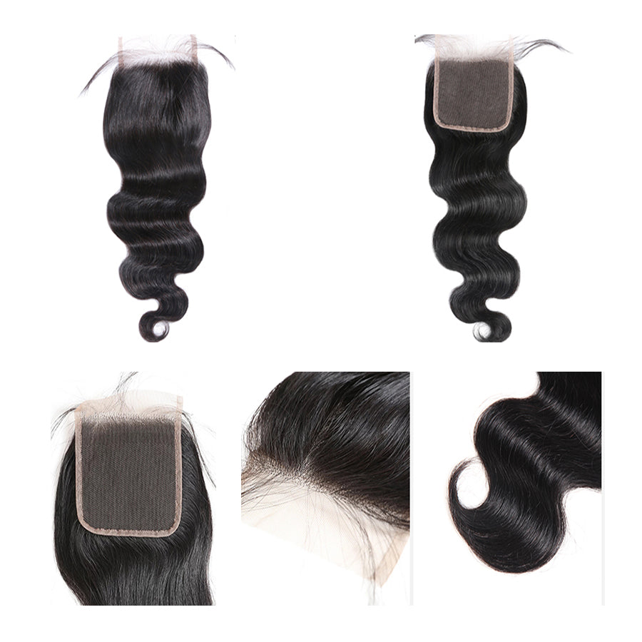 Body Wave Human Hair Natural Black HD Lace Closure