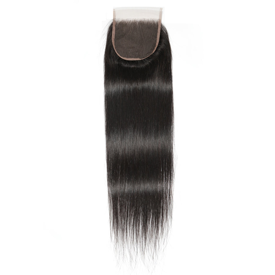 Straight Human Hair Natural Black HD Lace Closure