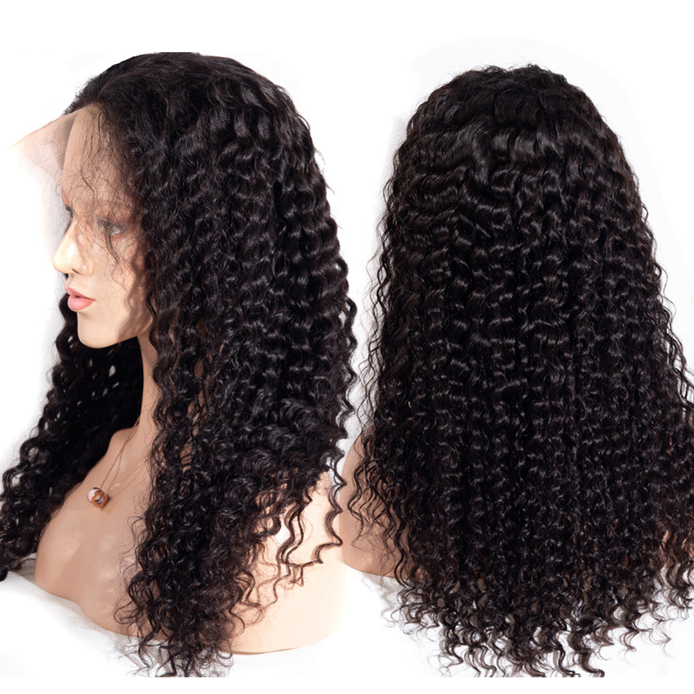 Deep Wave  Transparent Frontal Lace Wig Naturlal Black 180% Density