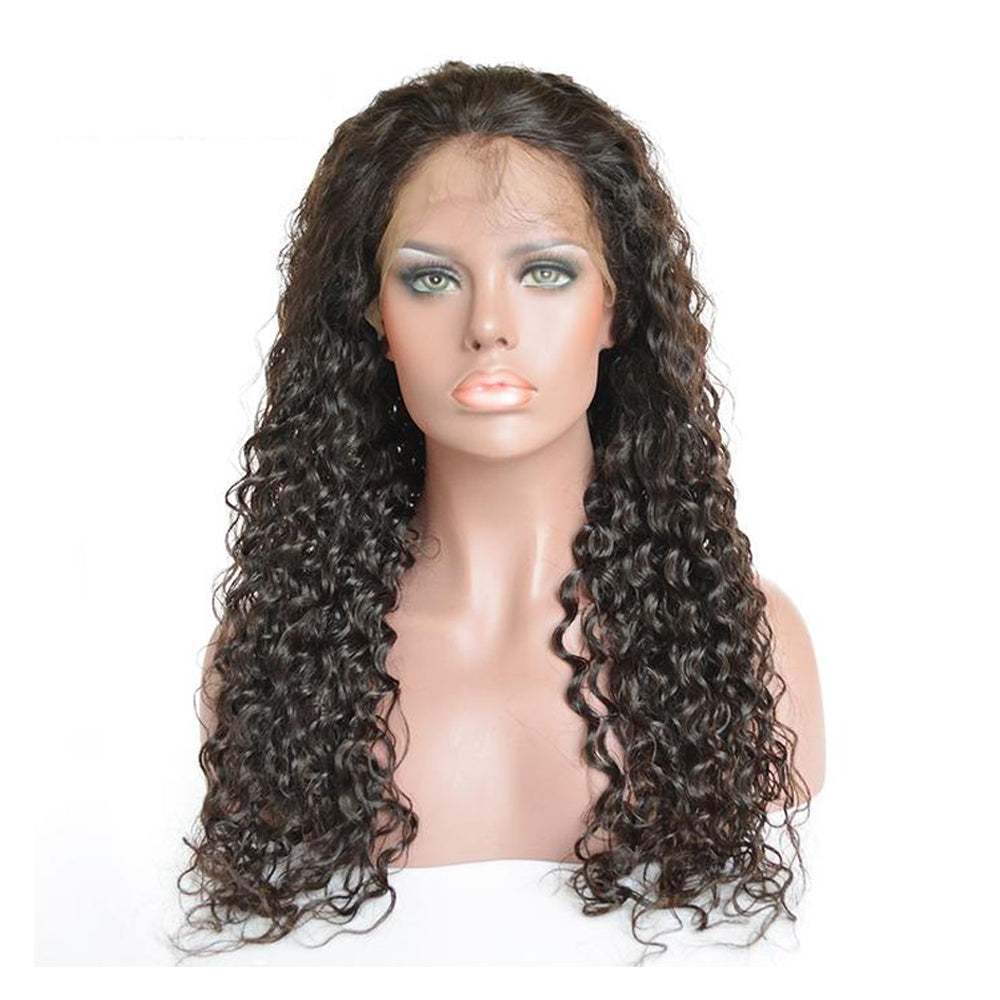 Deep Wave  Transparent Frontal Lace Wig Naturlal Black 180% Density