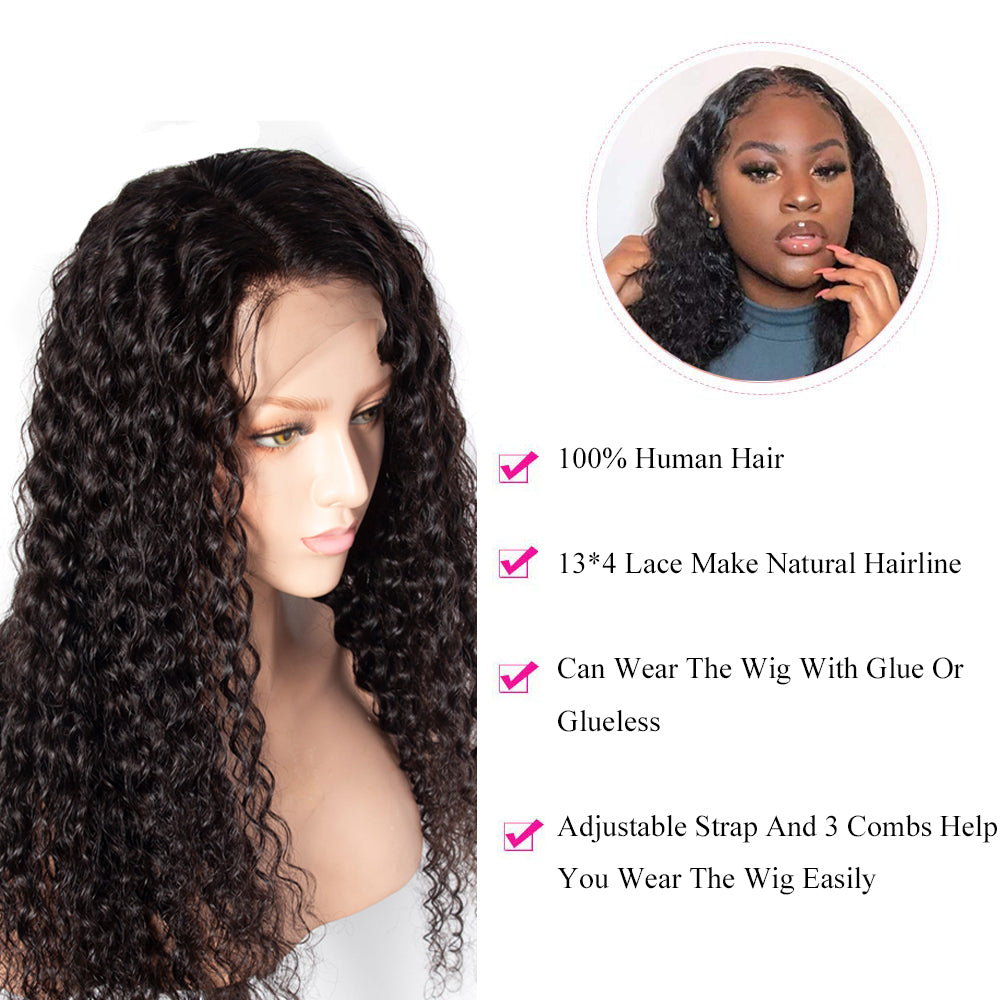 Deep Wave  Transparent Frontal Lace Wig Naturlal Black 180% Density