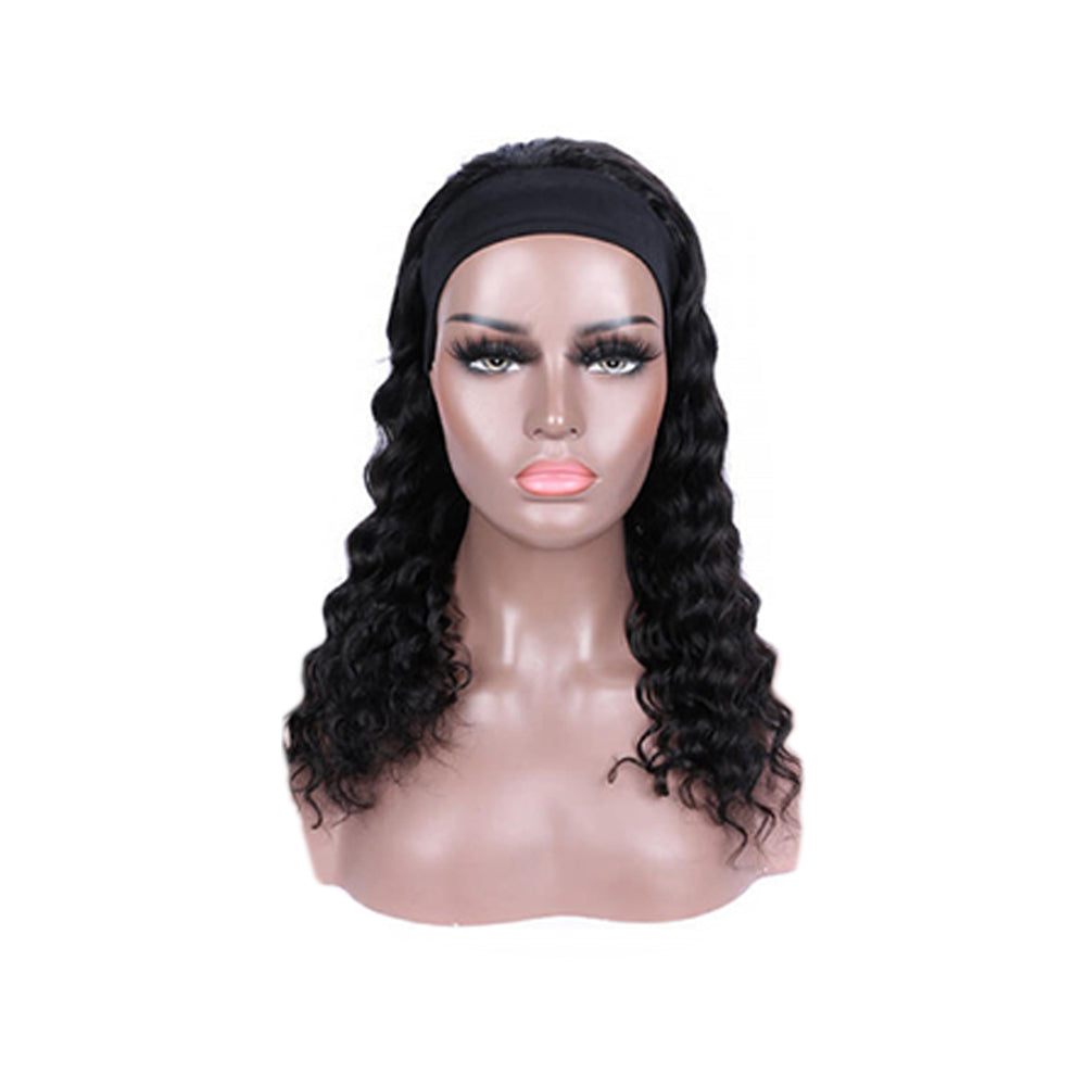 Loose Deep Wave Glueless Headband Wig Naturlal Black 180% Density