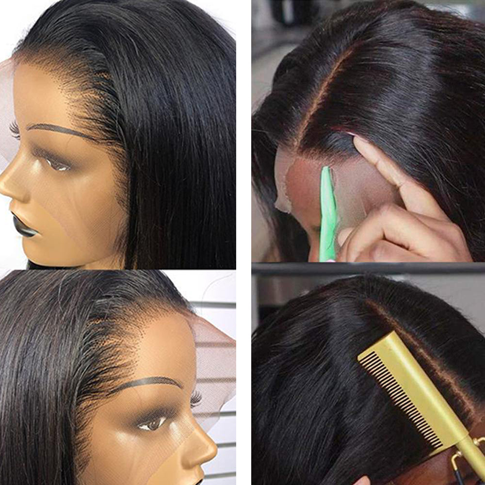 Straight Transparent Frontal Lace Wig Naturlal Black 180% Density