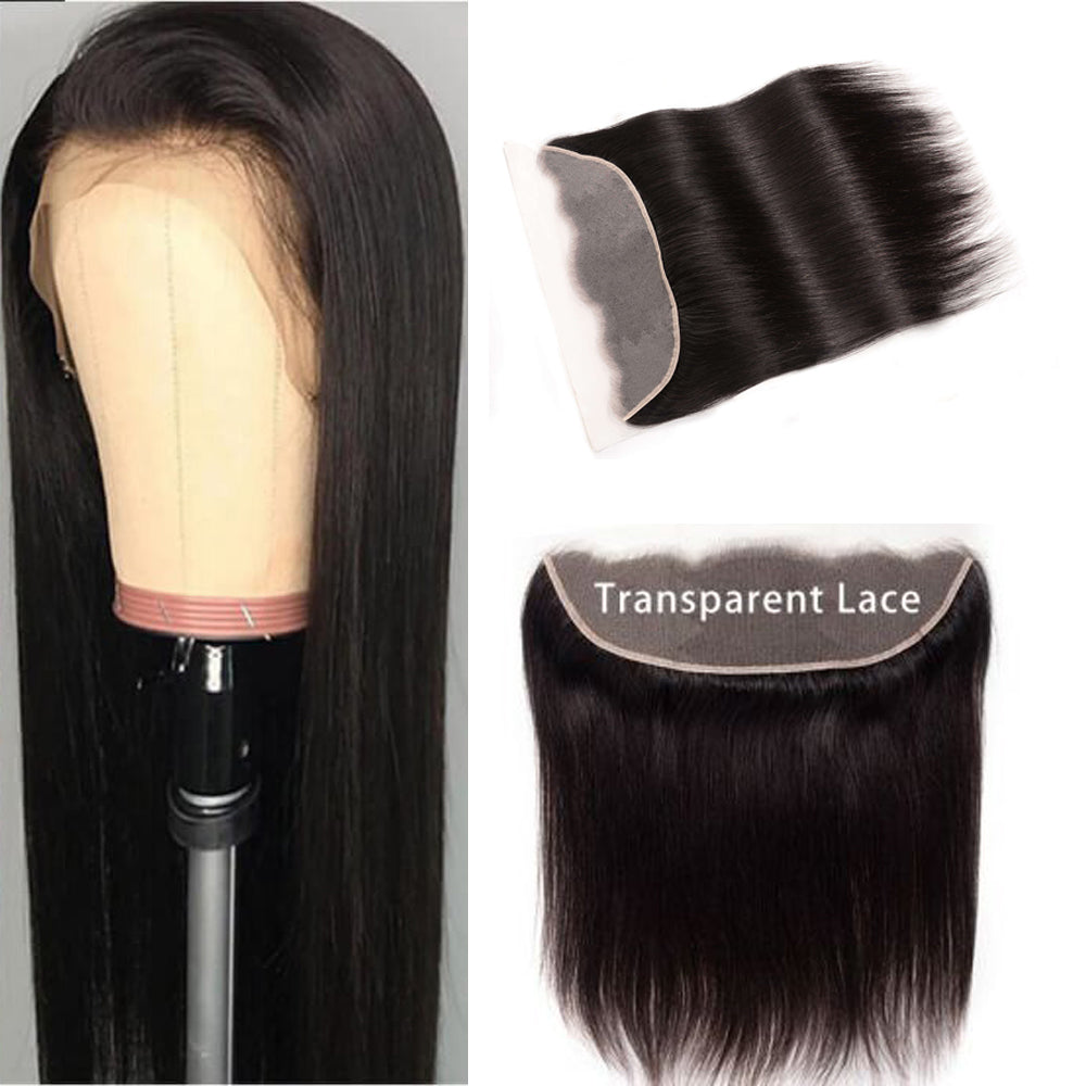 Straight Transparent Frontal Lace Wig Naturlal Black 180% Density