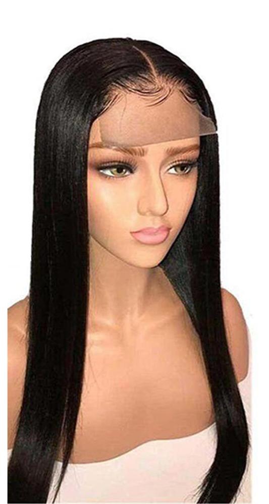 180% Density Straight 4x4  Transparent Closure Lace Wig Naturlal Black